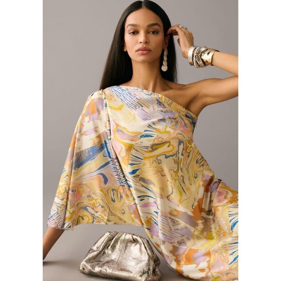 Anthropologie Mandira Wirk One-Shoulder Printed‎ Maxi Dress Small - Picture 10 of 10